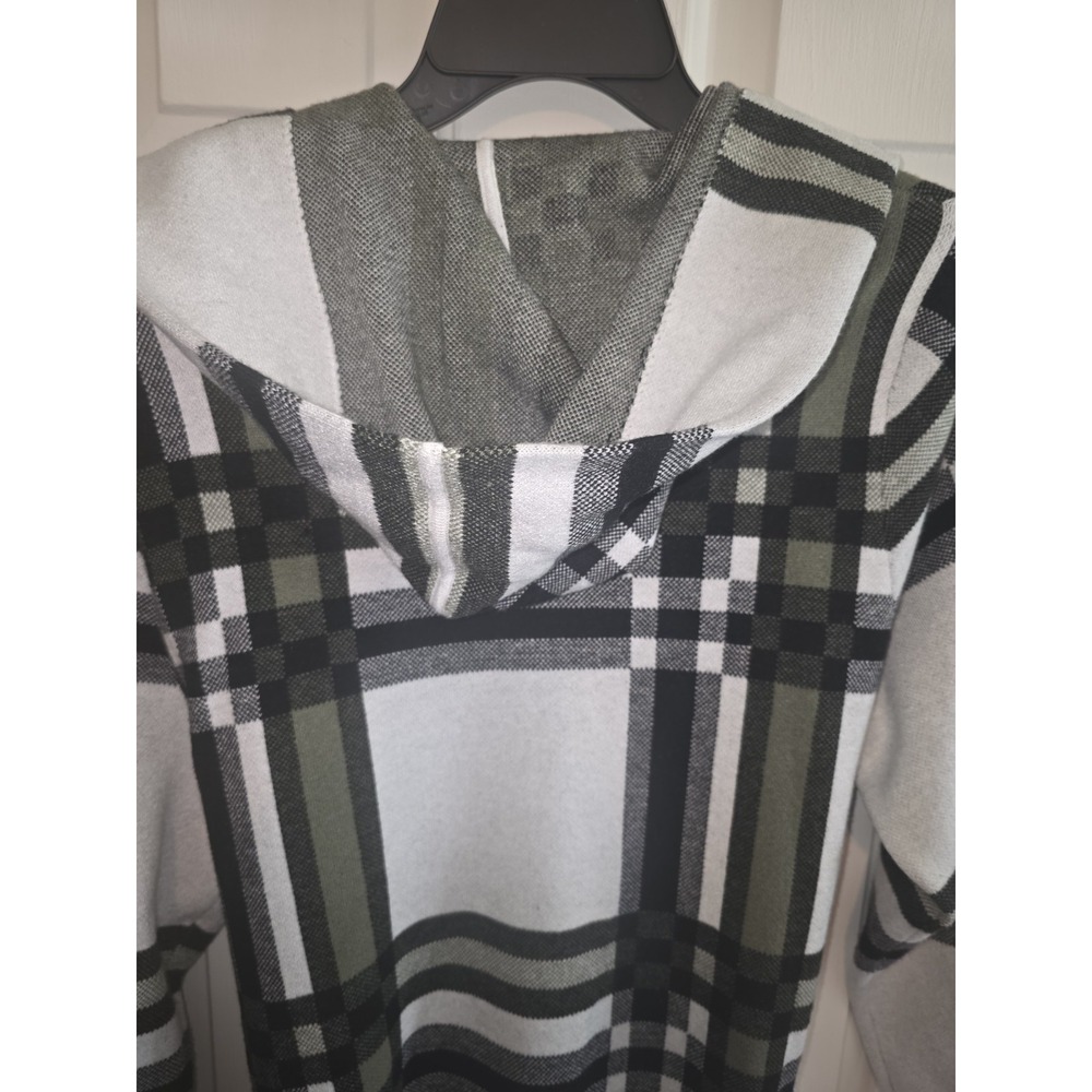 Christian Siriano Sz 1X (20) Hooded Plaid Cardigan Jacket w/Belt Cozy Chic - Picture 9 of 10